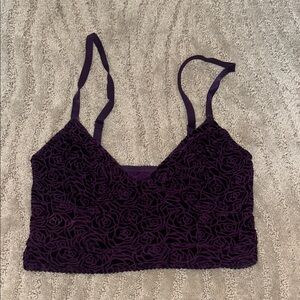 Free People Purple Velvet Rose Pattern Bralette